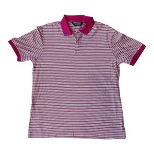 Polo Golf Ralph Lauren Striped Polo Shirt – Size Large Pink & White